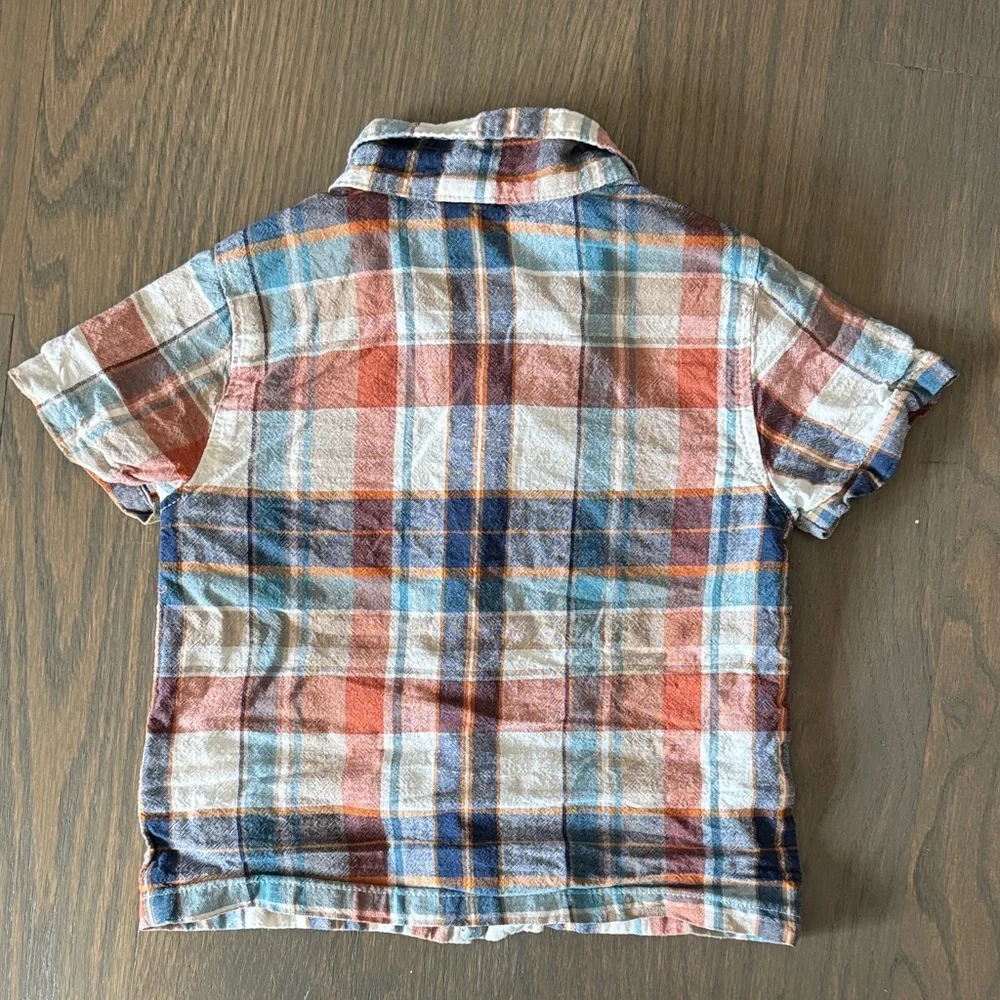 Old Navy Workwear-Pocket Linen-Blend Plaid Shirt | 12-18M